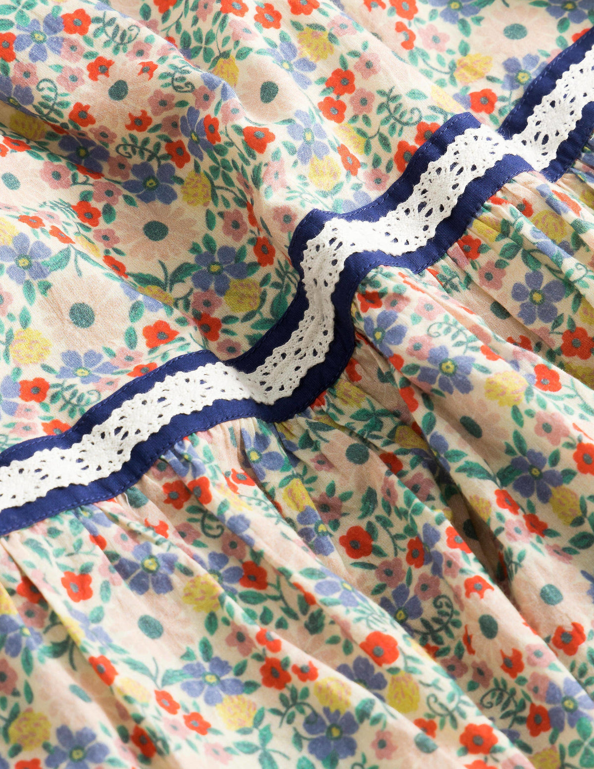 Webkleid mit Spitzenborte-Vanille, Blumenmuster - Image 3
