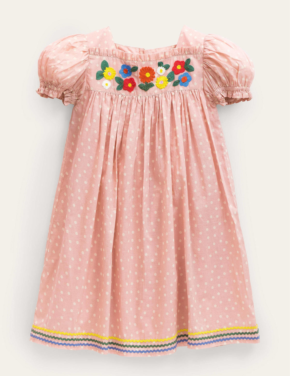 Webkleid mit Stickerei-Delfinrosa, Getupft/Blumenmuster-1