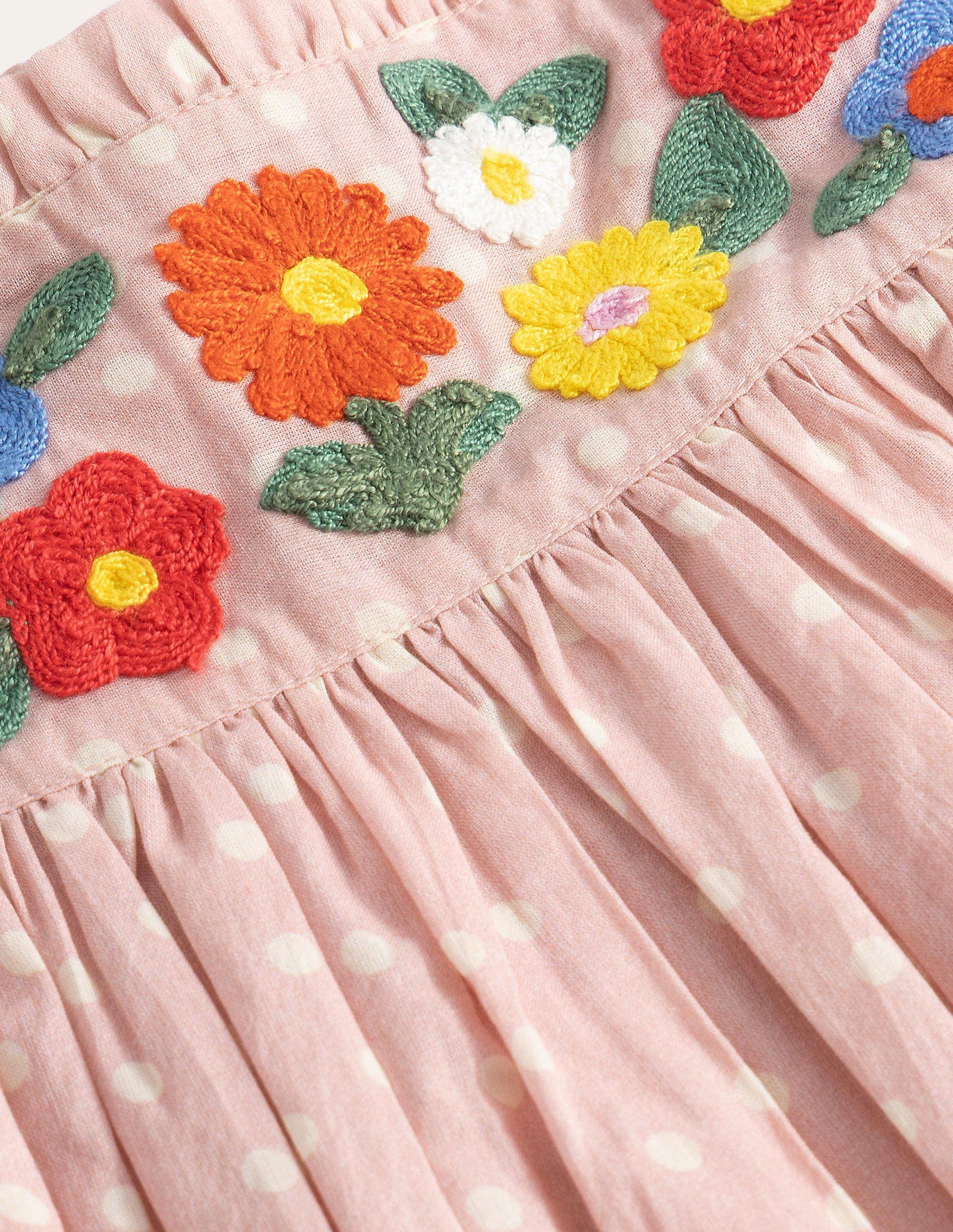 Webkleid mit Stickerei-Delfinrosa, Getupft/Blumenmuster-3