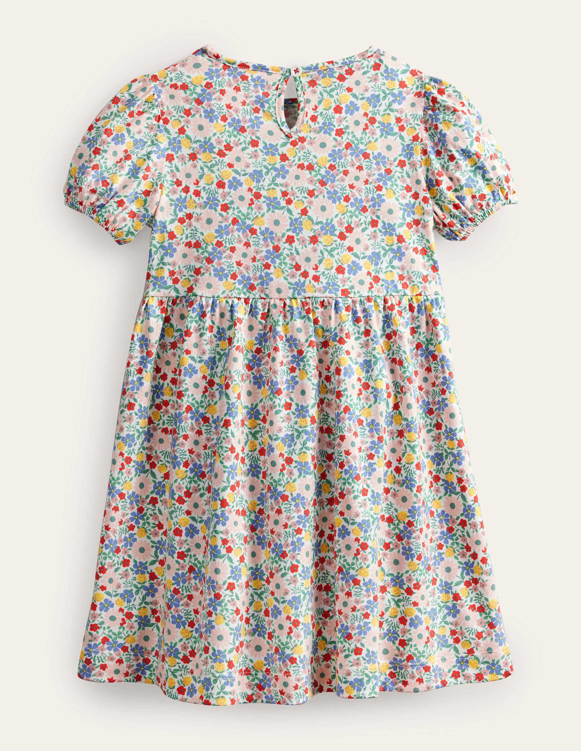 Kleid mit Puffärmeln-Rosa, Blumenmuster - Image 2