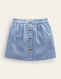Jeansrock mit Knopfleiste-Indigoblau, Feine Streifen