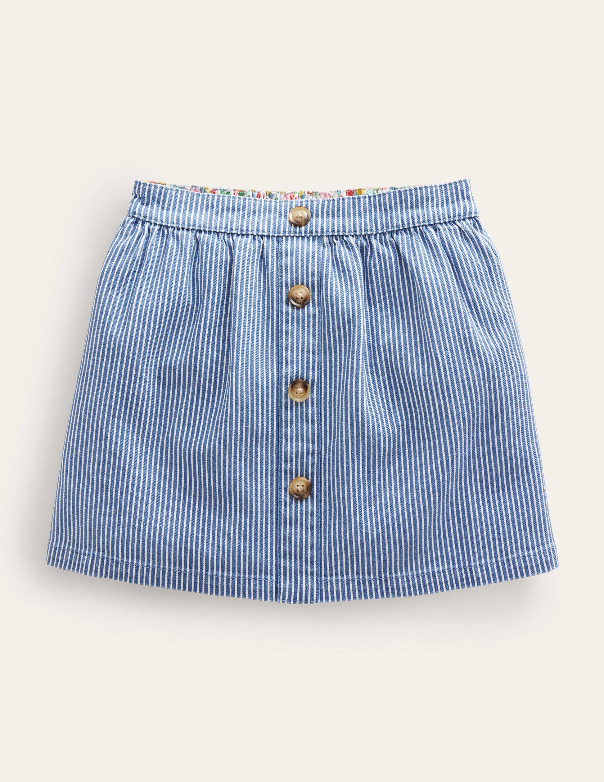 Jeansrock mit Knopfleiste-Indigoblau, Feine Streifen-1