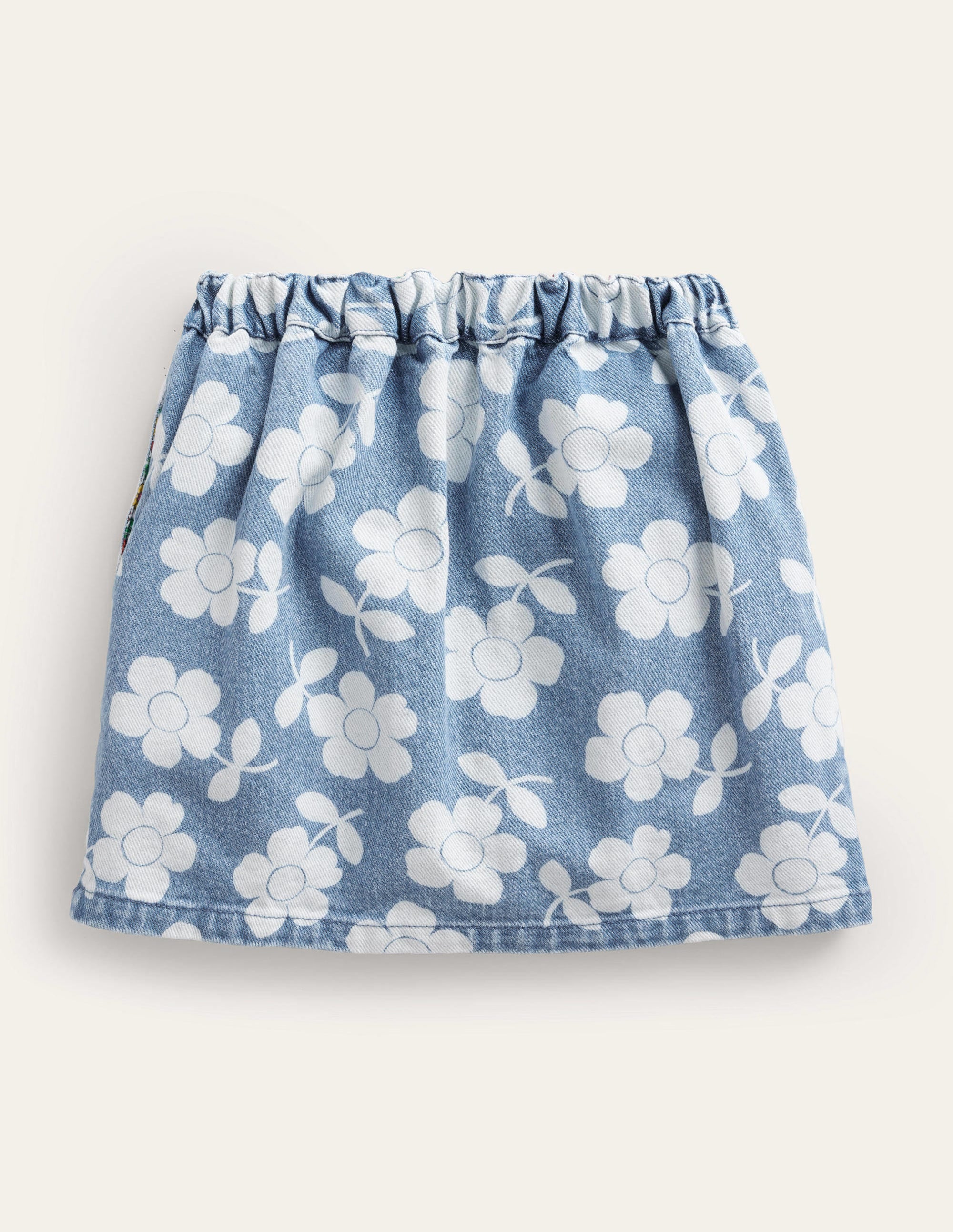 Denim Button Through Skirt-Denim Flower - Image 2