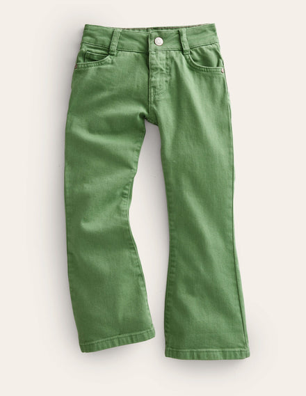 Ausgestellte Jeans-Dunkles Grasgrün