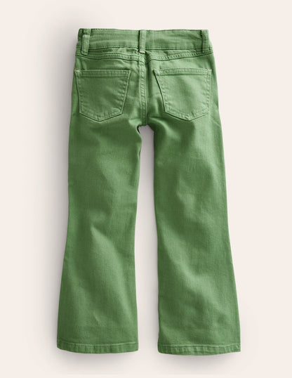 Ausgestellte Jeans-Dunkles Grasgrün-2