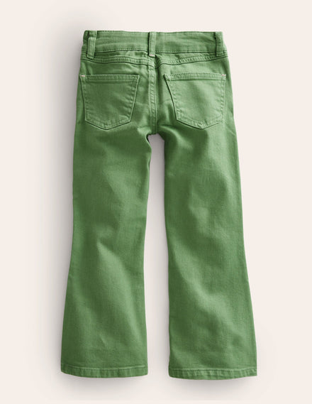 Ausgestellte Jeans-Dunkles Grasgrün