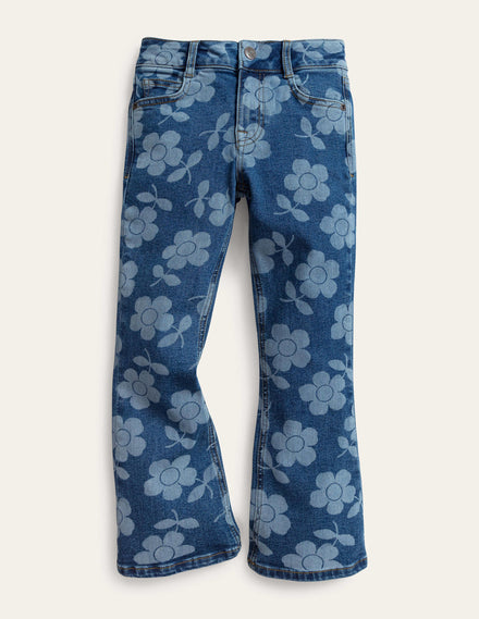 Ausgestellte Jeans-Denim, Blumenmuster