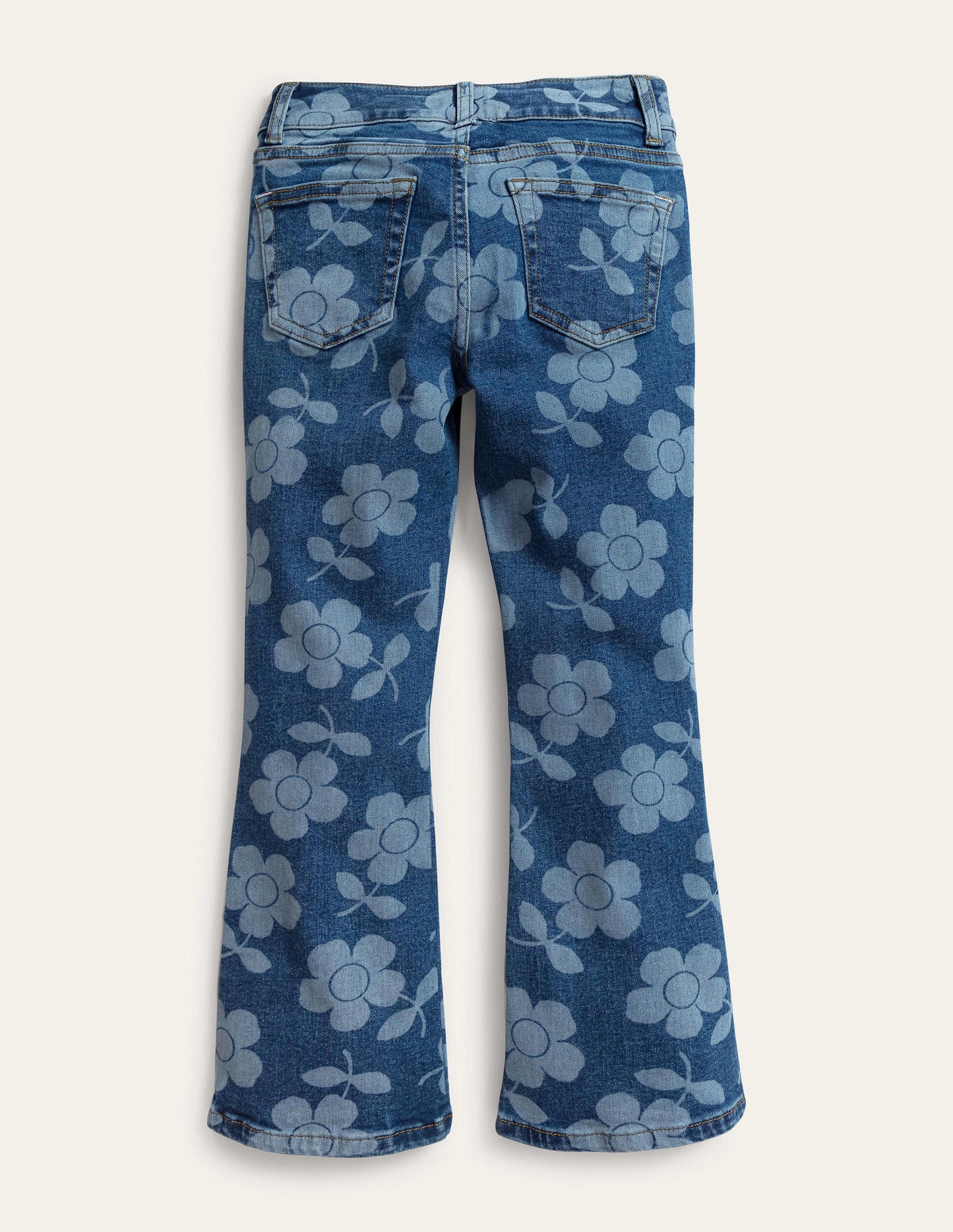 Ausgestellte Jeans-Denim, Blumenmuster