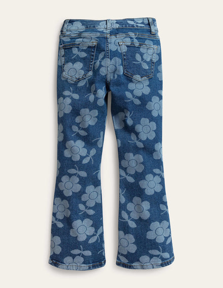 Ausgestellte Jeans-Denim, Blumenmuster