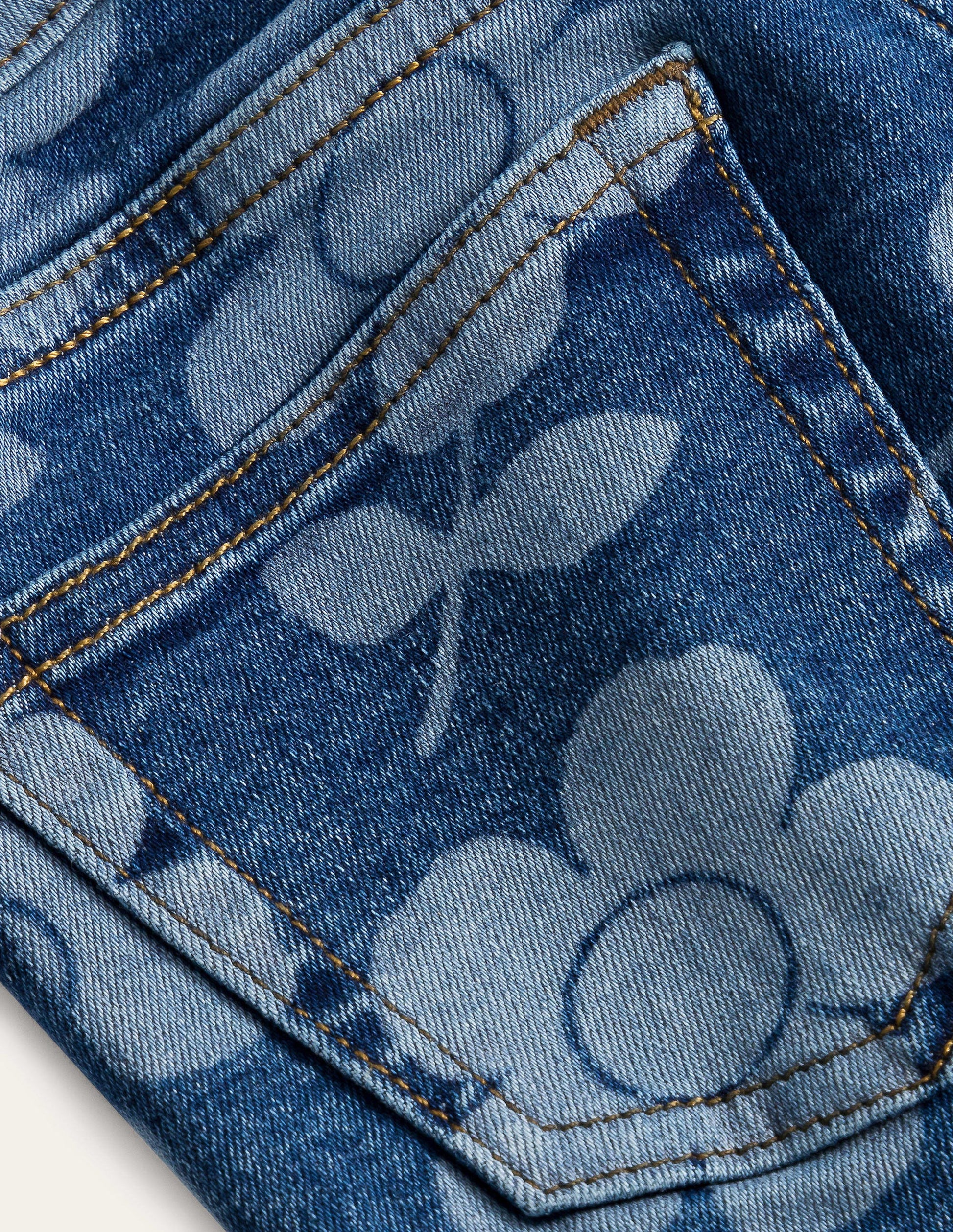 Ausgestellte Jeans-Denim, Blumenmuster-3