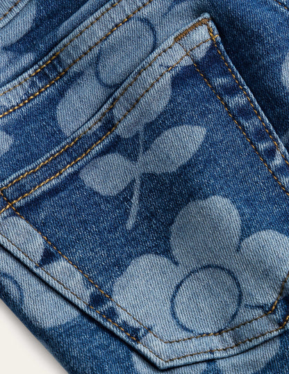 Ausgestellte Jeans-Denim, Blumenmuster-3