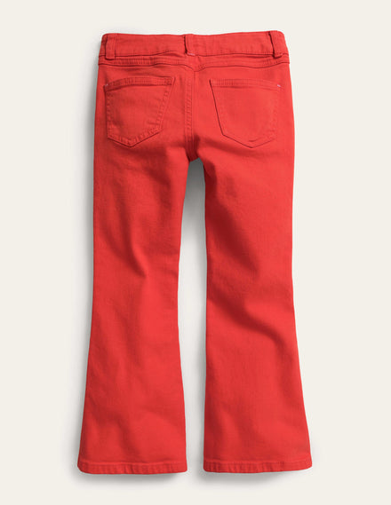 Ausgestellte Jeans-Mandarinenrot