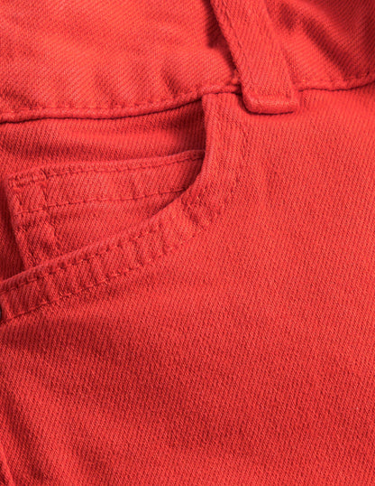 Ausgestellte Jeans-Mandarinenrot-3