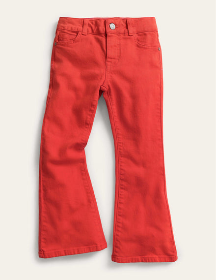 Ausgestellte Jeans-Mandarinenrot