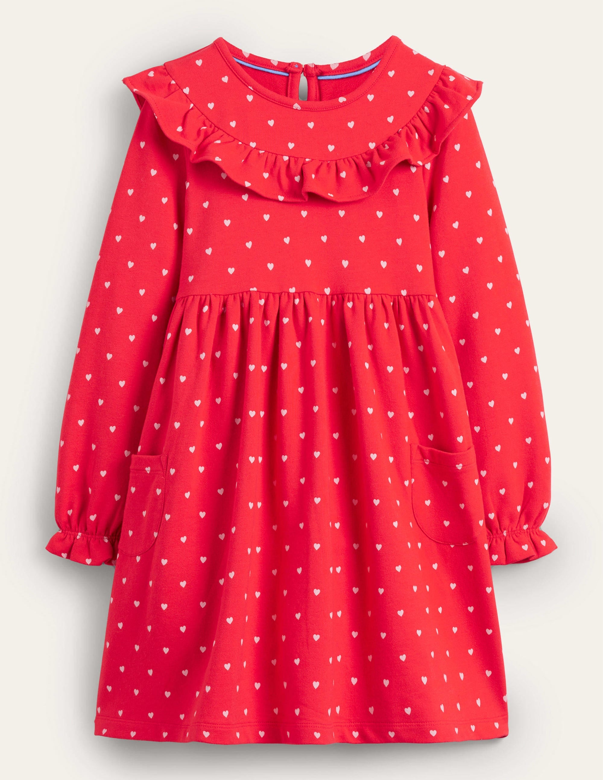 Robe en jersey avec empiècement en dentelle-Petits cœurs tarte aux fraises - Image 1