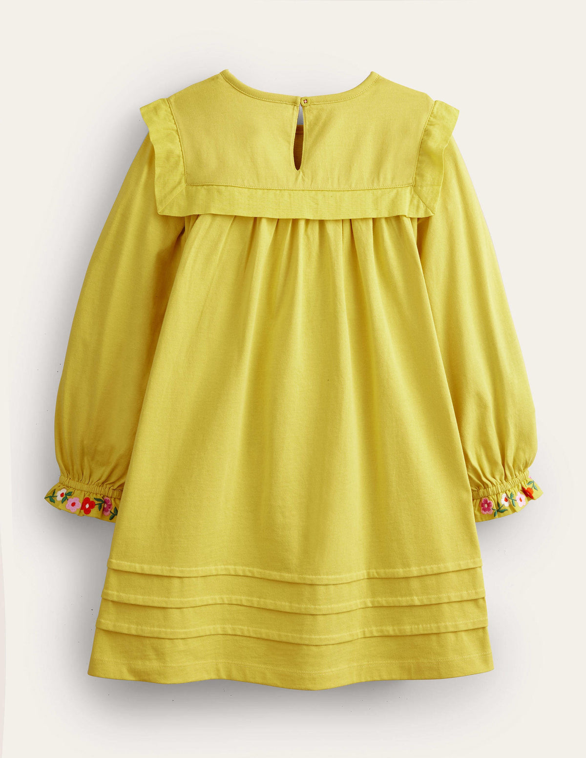 Jerseykleid mit bestickter Passe-Maisgelb - Image 2