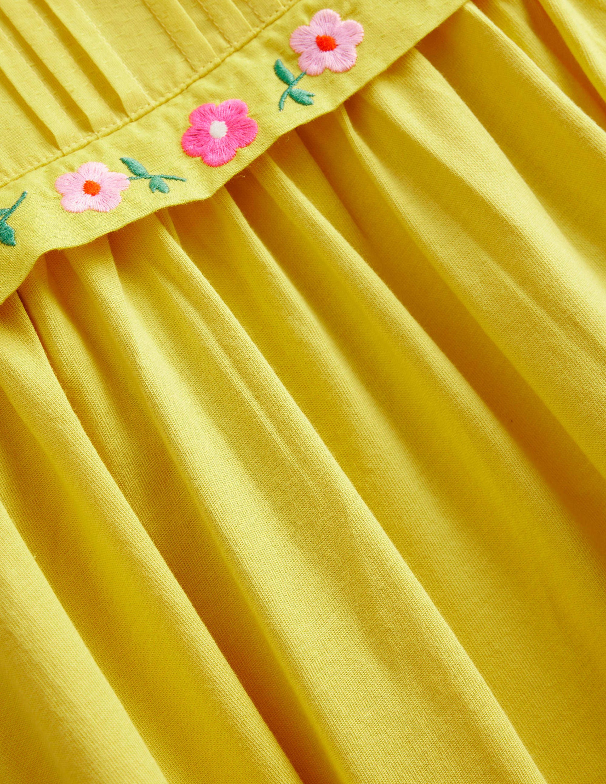 Jerseykleid mit bestickter Passe-Maisgelb - Image 3
