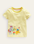 T-Shirt mit Flatterdetails-Naturweiß/Sanftes Zitronengelb, Ostern