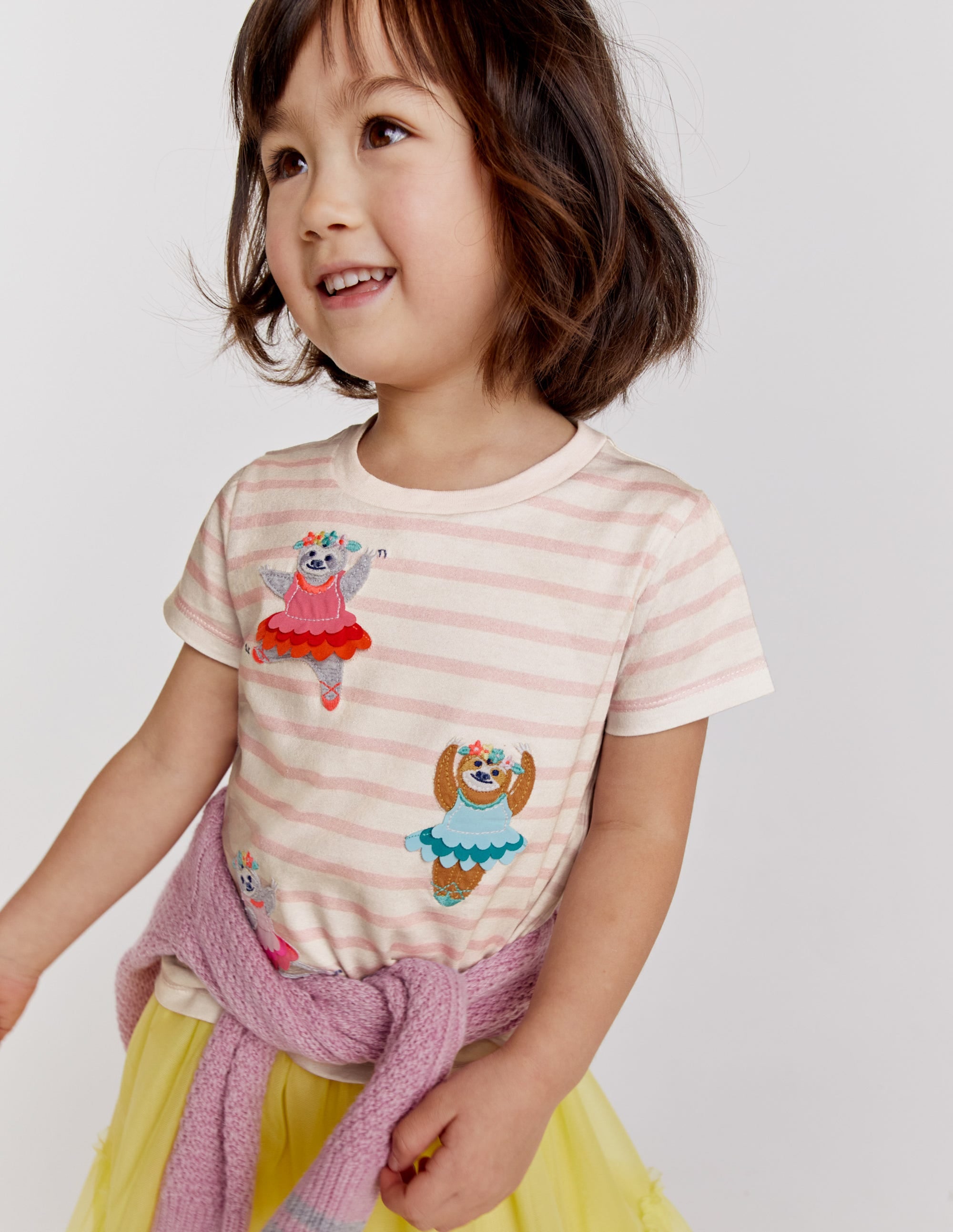 Flutter T-Shirt-Ivory/Dusty Pink Ballerinas - Image 4