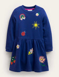 Robe-sweat brodée-Broderie bleu tribord