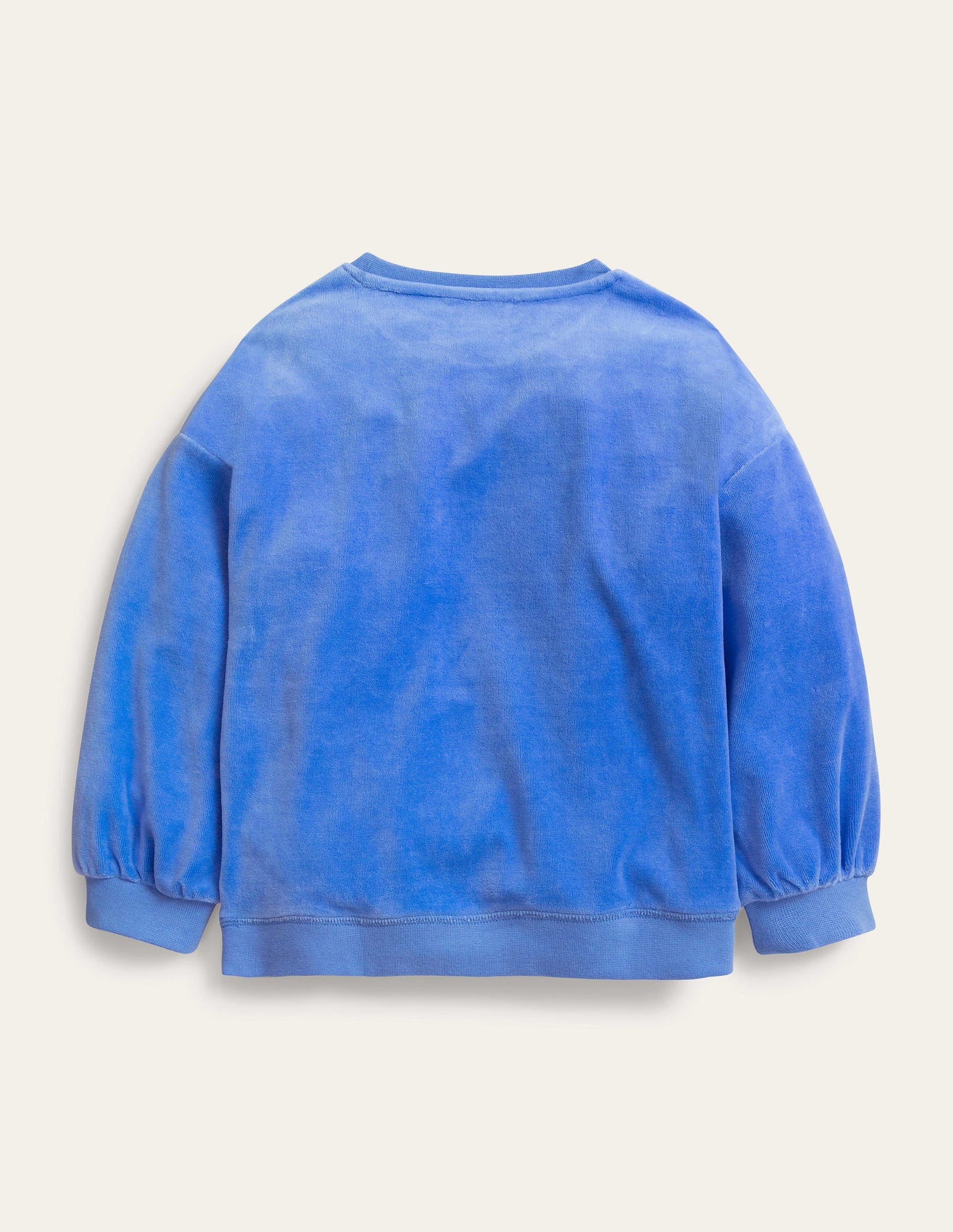 Sweat avec logo en velours-Motif Love bleu chiné-2