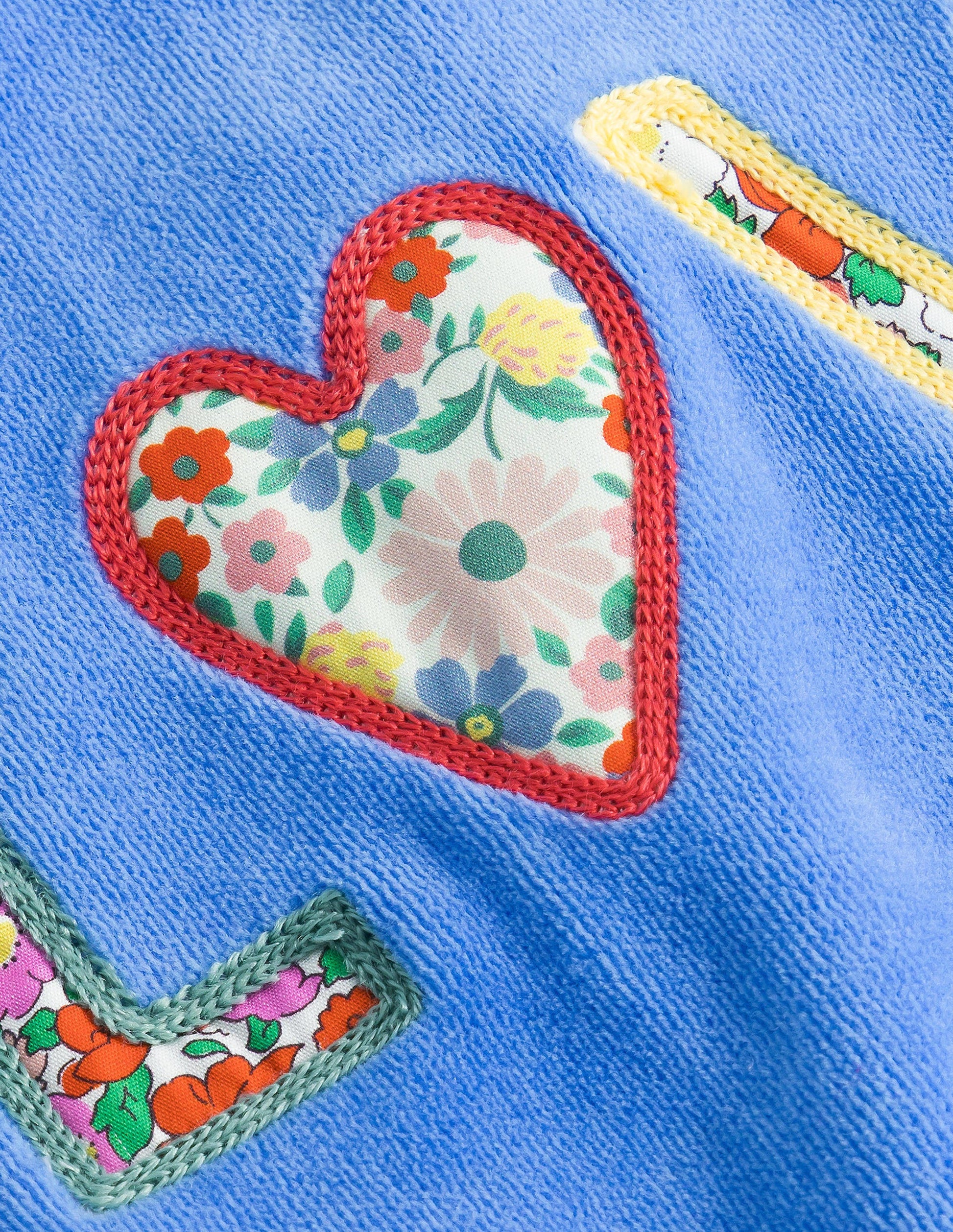 Sweat avec logo en velours-Motif Love bleu chiné-3