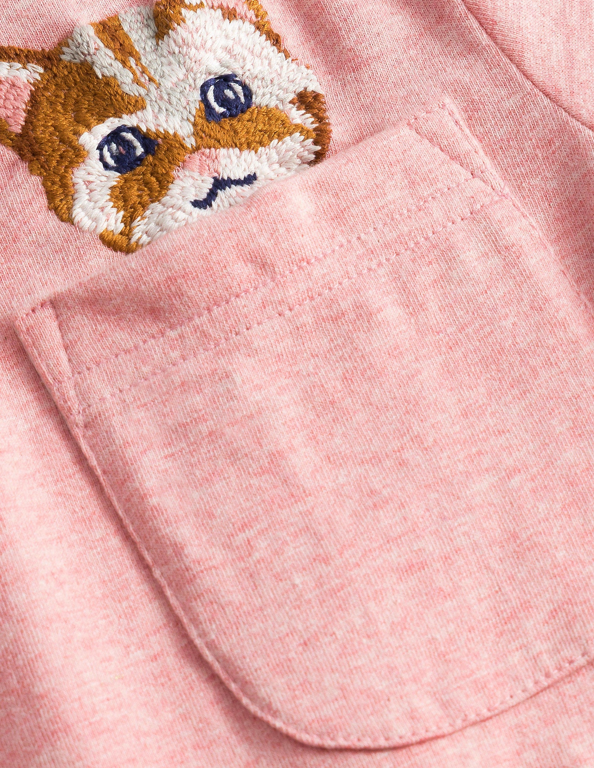 T-Shirt mit Eingrifftasche-Pfirsichrosa, Katze-3