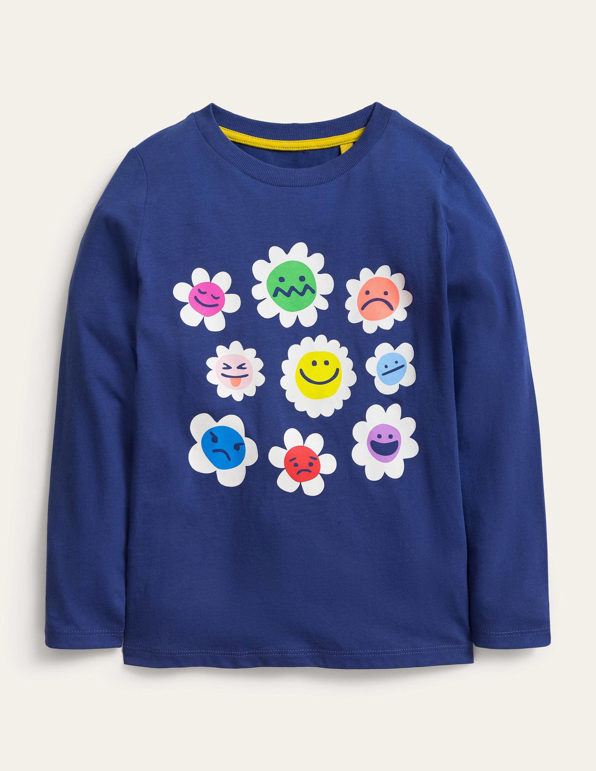 Langärmliges Oberteil mit Logo-Segelblau, Blumen-1