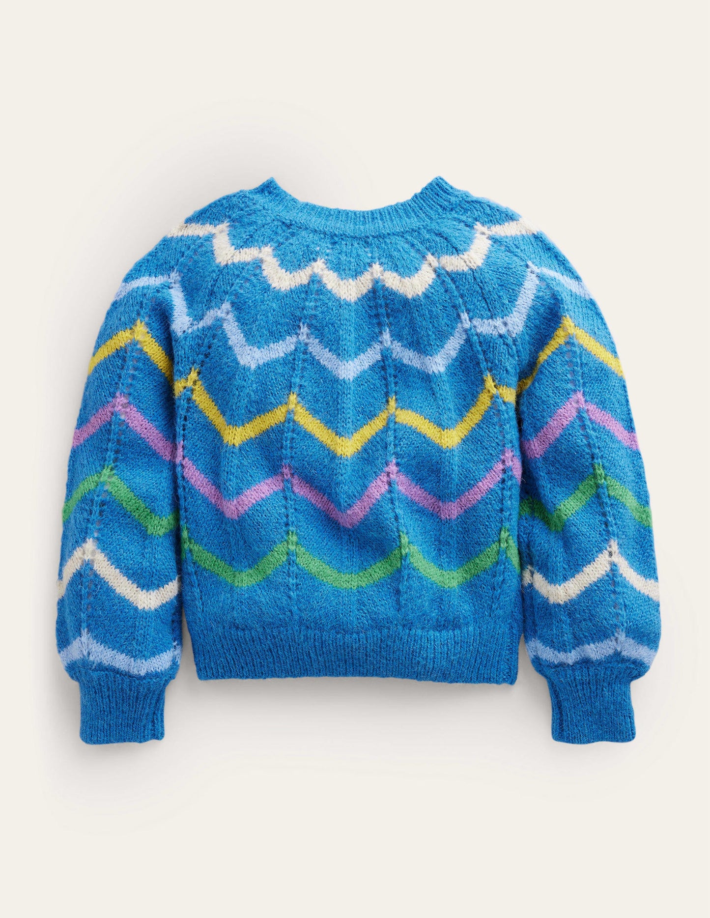 Fröhlicher Pullover-Blau, Muschelstreifen
