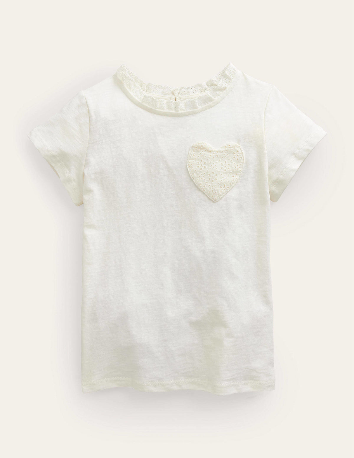 T-Shirt mit Lochstickereitasche-Naturweiß-1