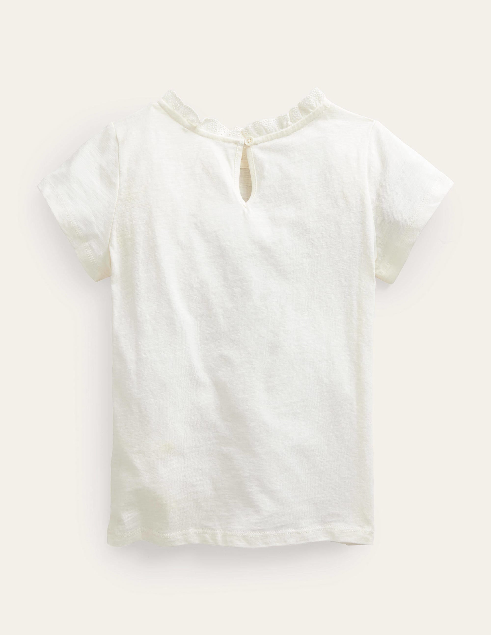 T-Shirt mit Lochstickereitasche-Naturweiß - Image 2
