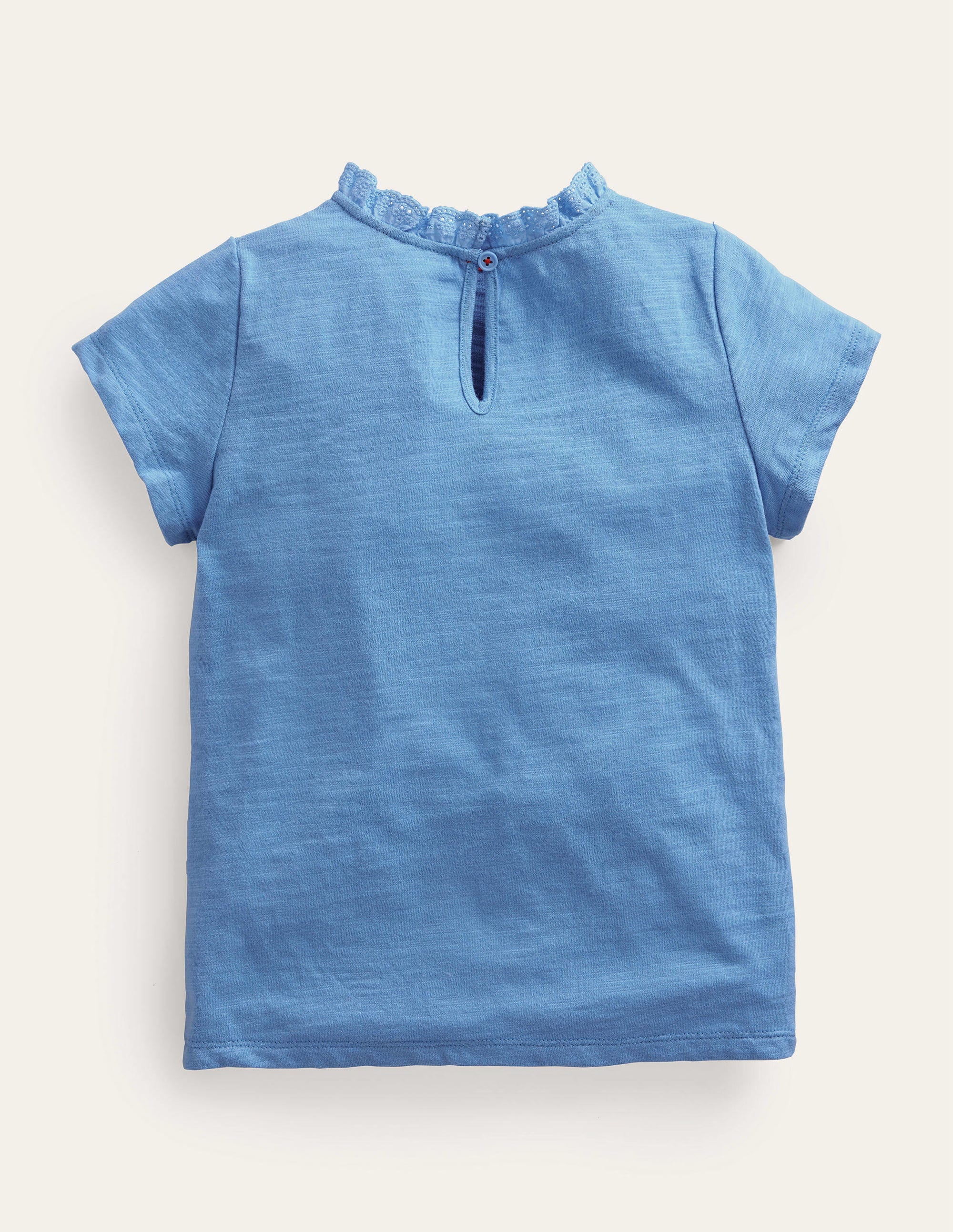 T-shirt avec poche et broderie anglaise-Bleu panorama - Image 2