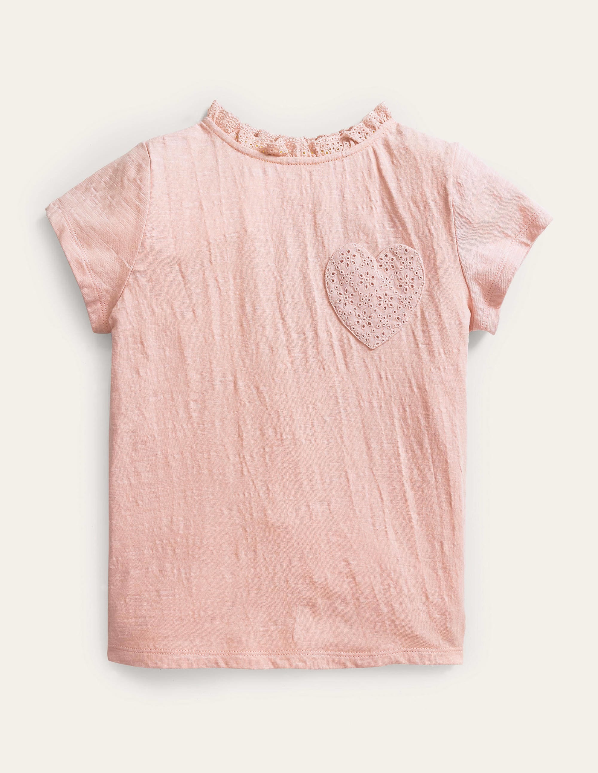 T-Shirt mit Lochstickereitasche-Delfinrosa - Image 1