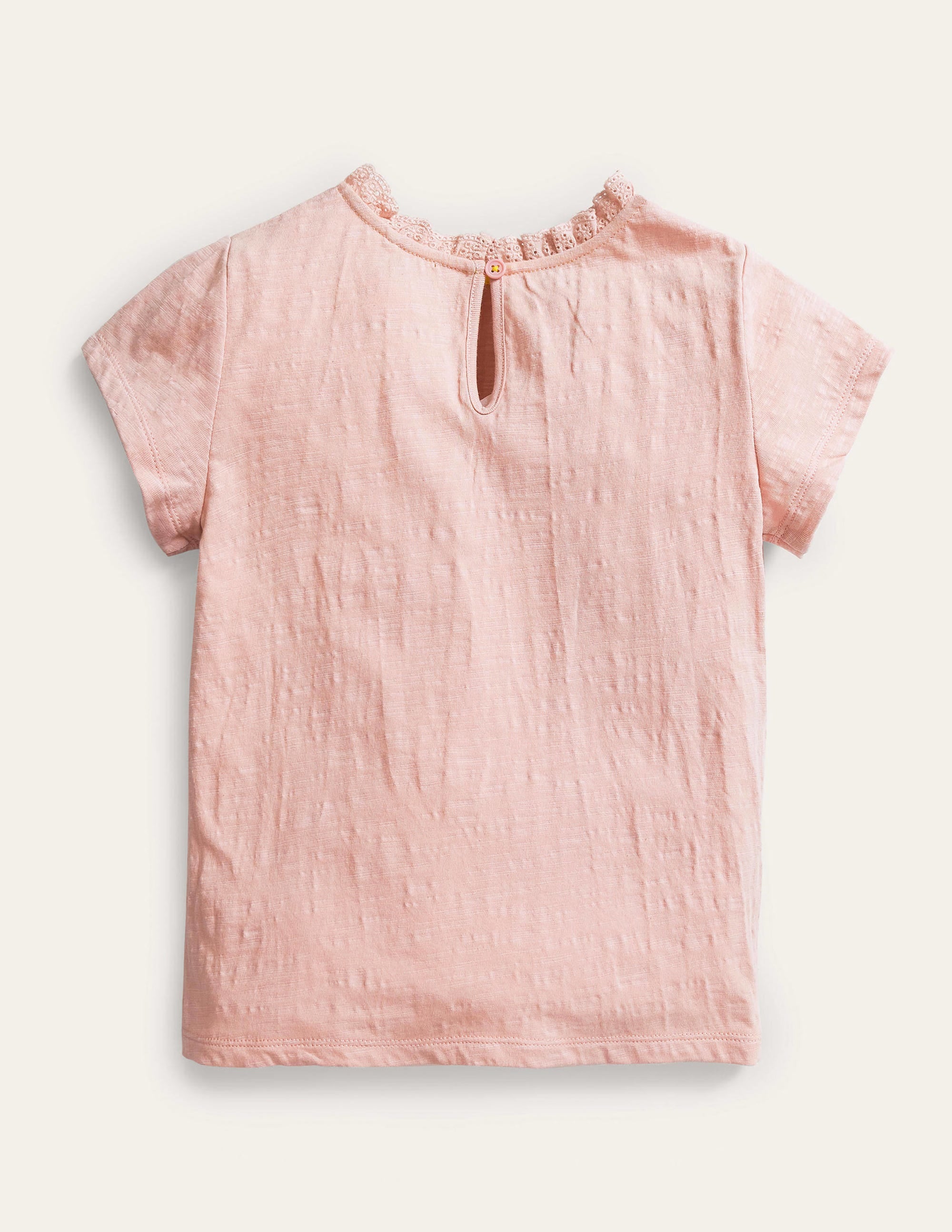 T-Shirt mit Lochstickereitasche-Delfinrosa - Image 2