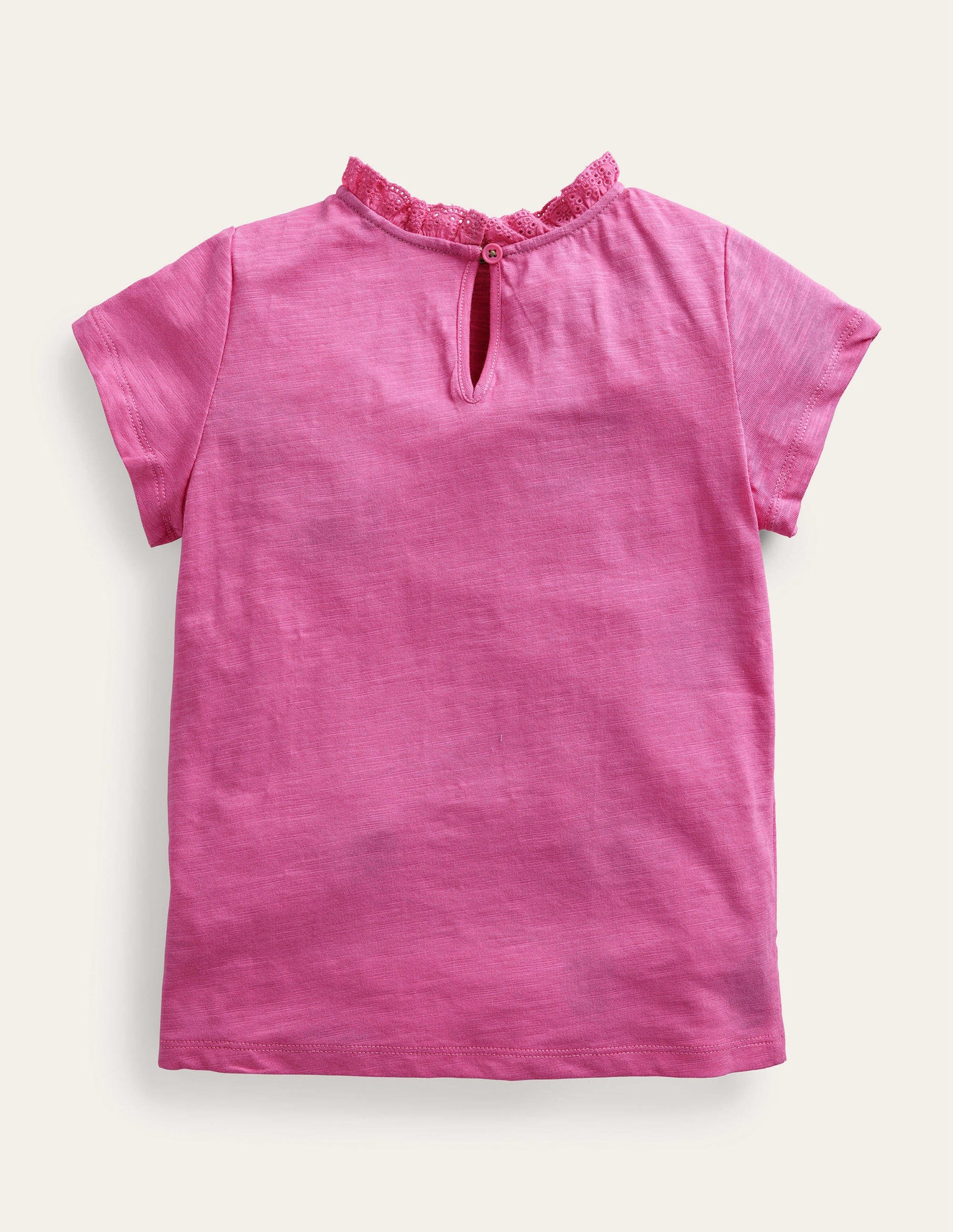 T-Shirt mit Lochstickereitasche-Rosarot-2
