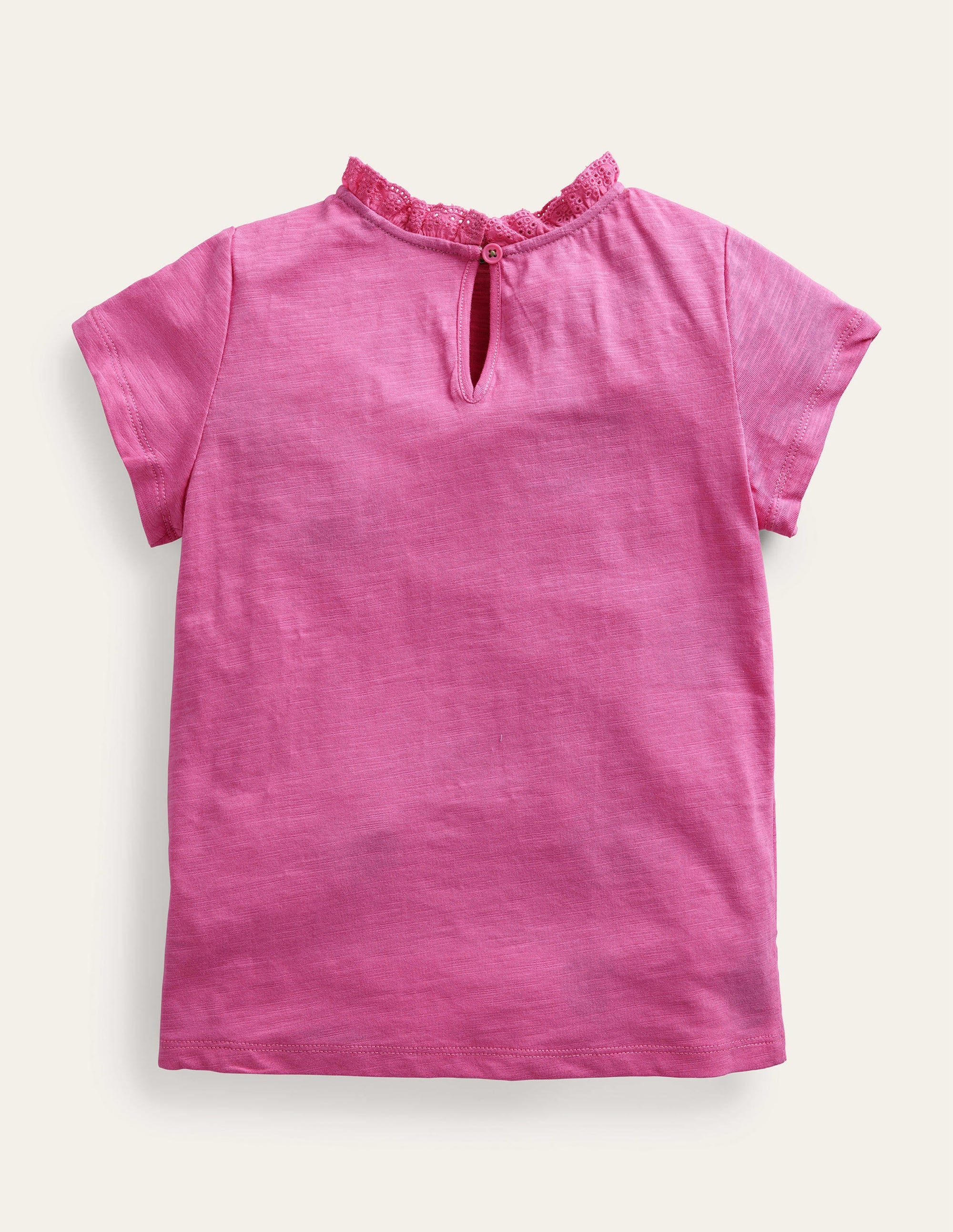 T-Shirt mit Lochstickereitasche-Rosarot - Image 2