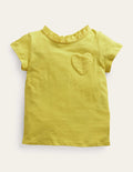 T-Shirt mit Lochstickereitasche-Maisgelb
