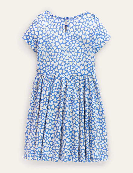 Ausgestelltes Kleid mit Rüschen-Penzance-Blau, Herzen