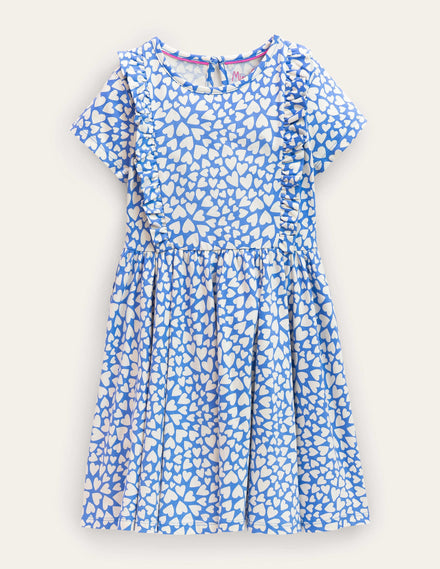 Ausgestelltes Kleid mit Rüschen-Penzance-Blau, Herzen