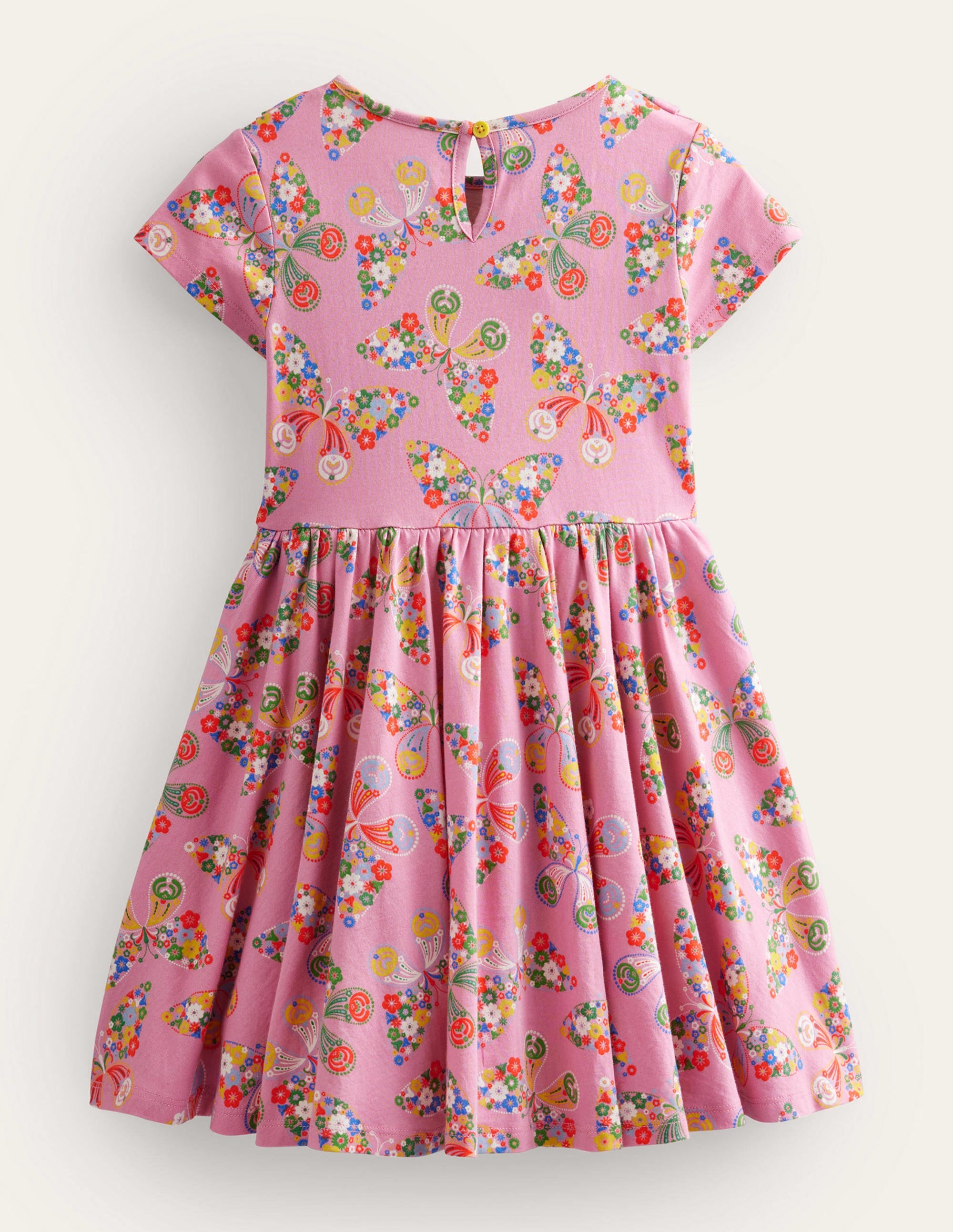 Ausgestelltes Kleid mit Rüschen-Kirschblütenrosa, Schmetterlinge - Image 2