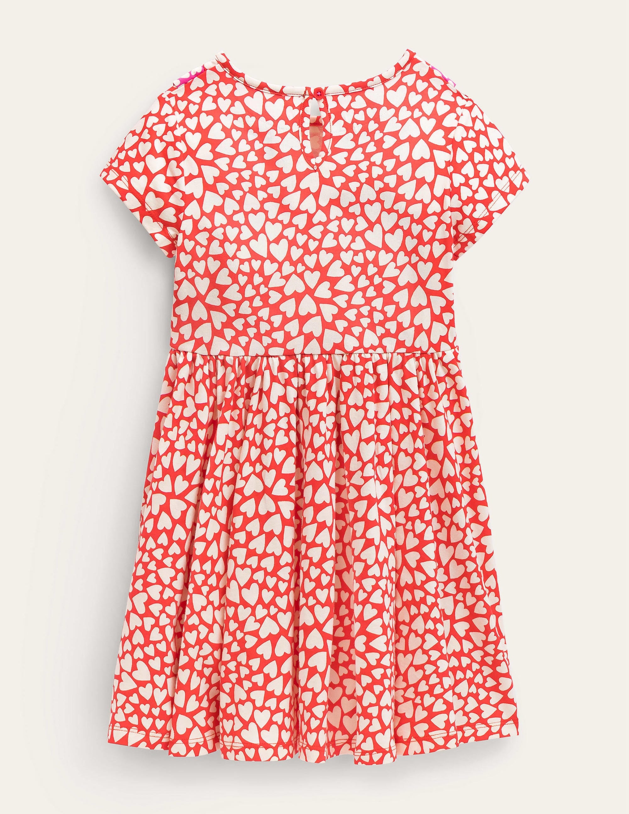 Ausgestelltes Kleid mit Rüschen-Erdbeerkuchenrot, Herzen - Image 2