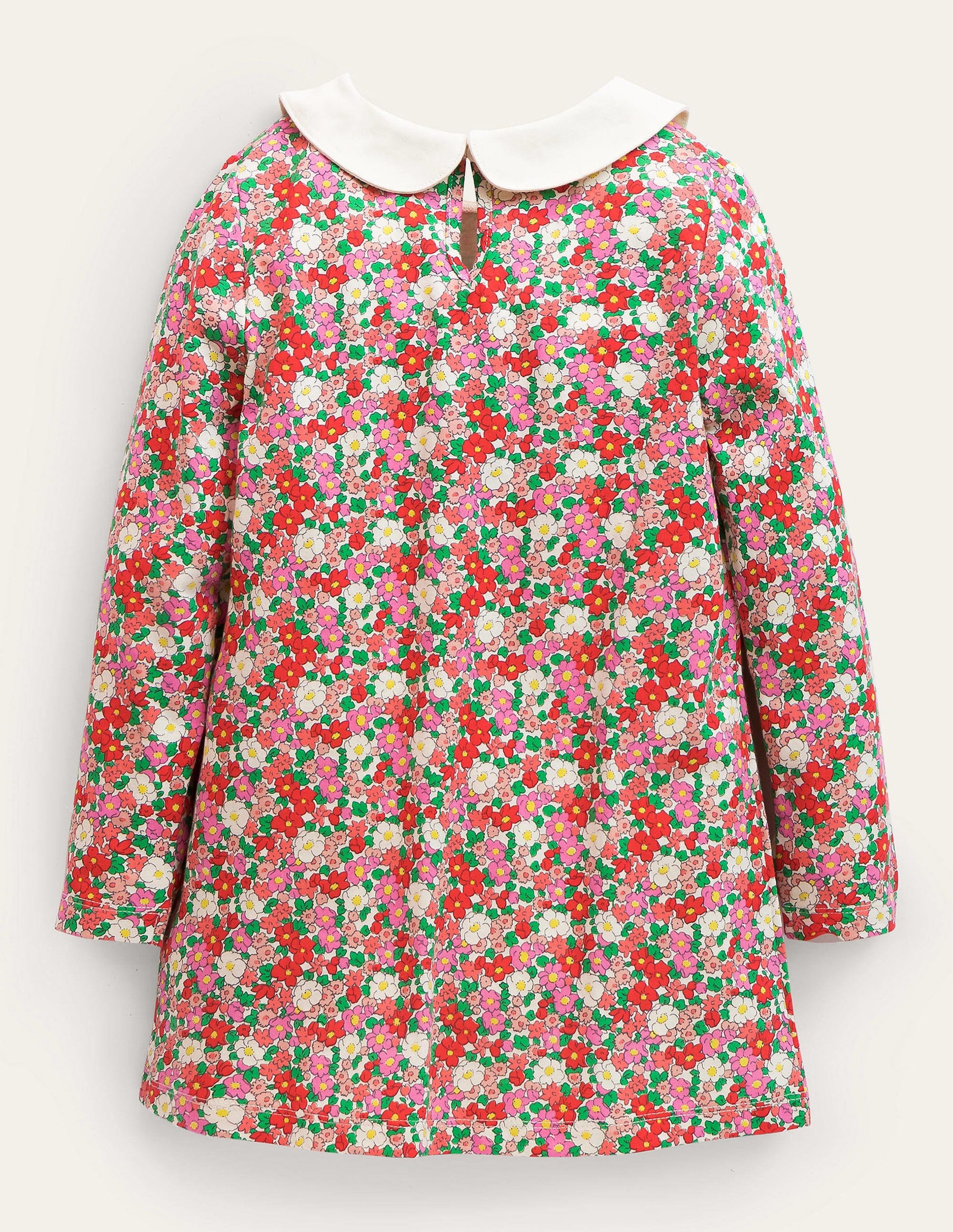 Jersey-Tunika mit Taschen-Marmeladenrot, Blumenbeet/Häschen-2