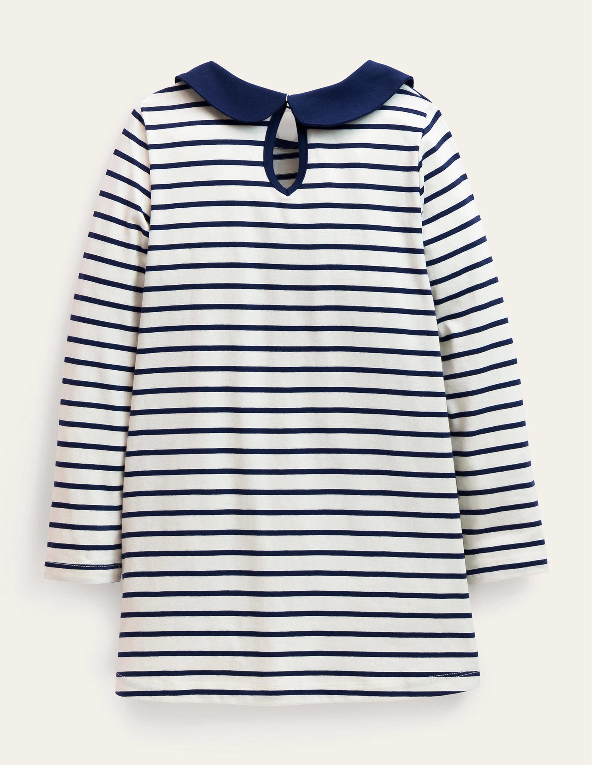 Jersey-Tunika mit Taschen-Naturweiß/Schuluniform-Navy, Vögel-2