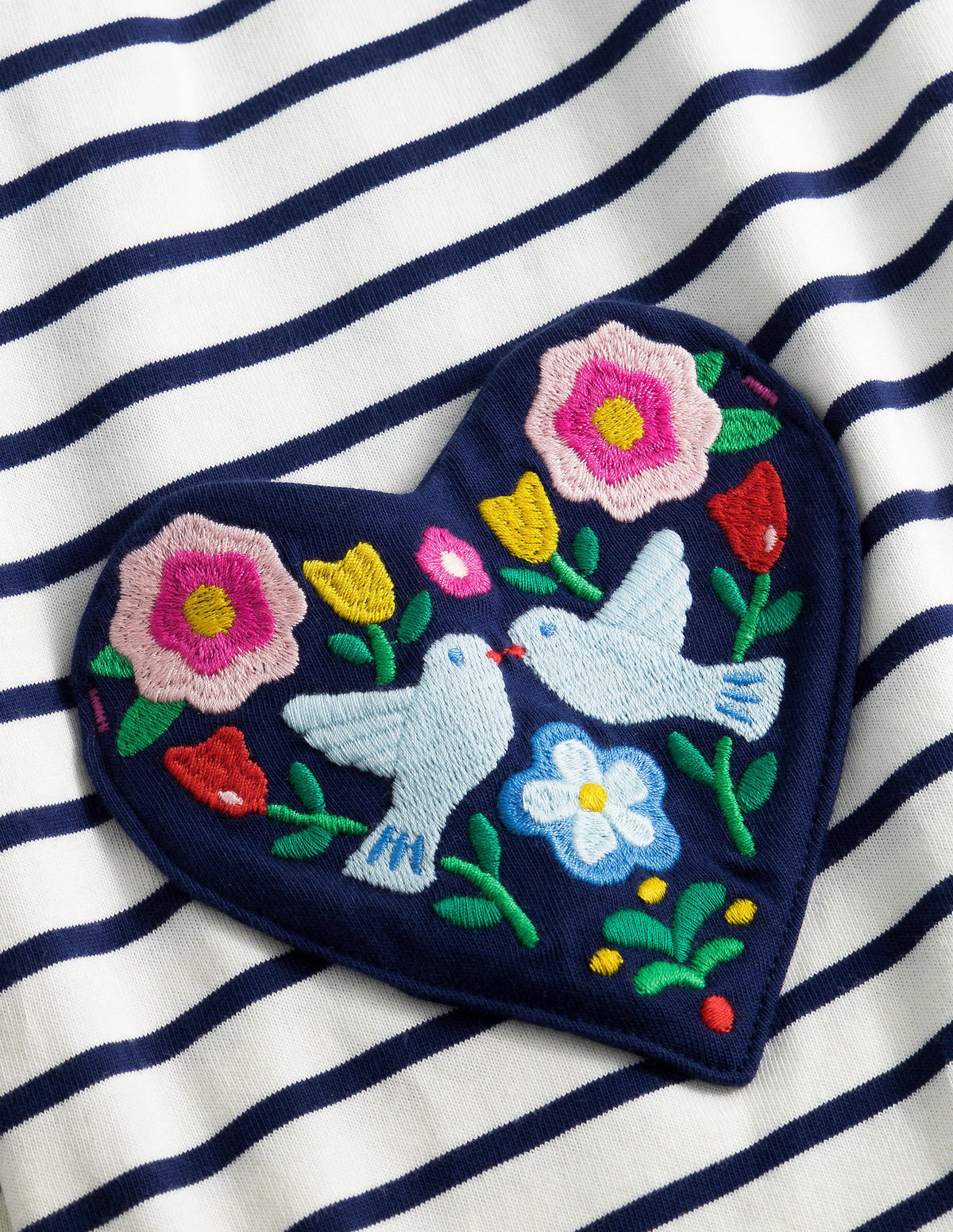 Jersey-Tunika mit Taschen-Naturweiß/Schuluniform-Navy, Vögel-3