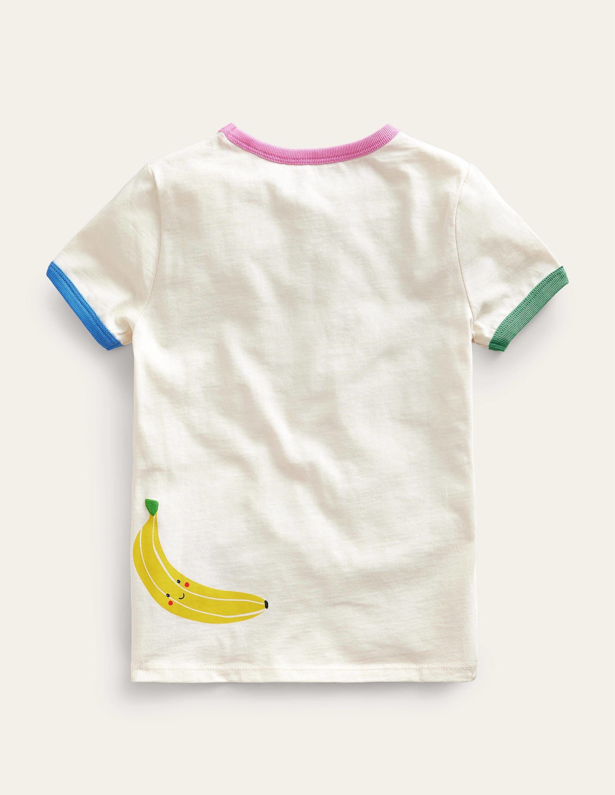 Motiv-T-Shirt mit Hals- und Ärmelbündchen-Naturweiß, Fröhliches Früchtemotiv - Image 2