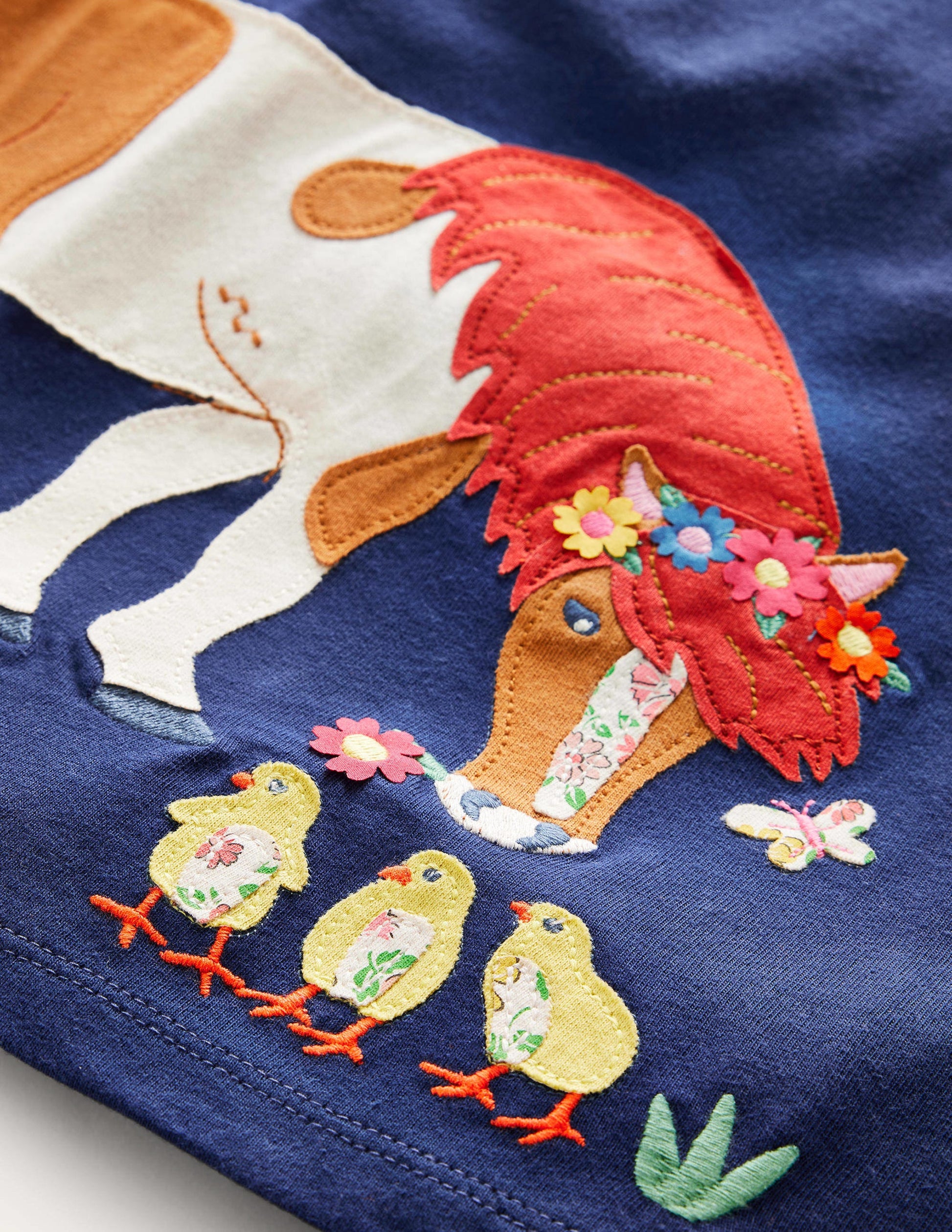 Top à manches longues et appliqué-Cheval bleu tribord-3