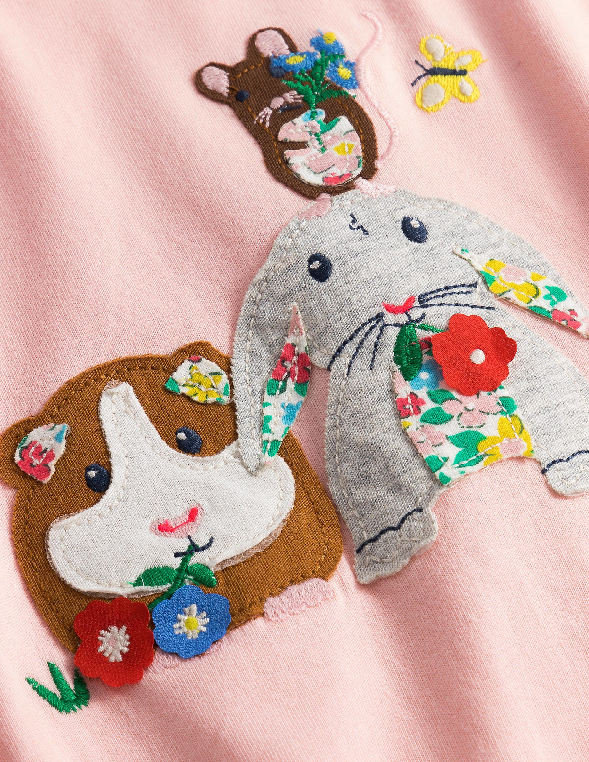 Long Sleeve Appliqué Top-Pink Guinea Pig - Image 3