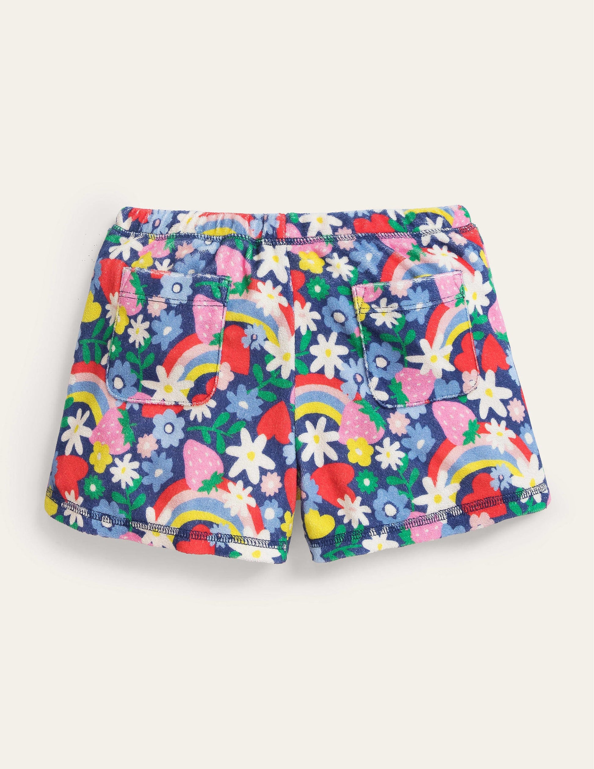 Printed Towelling Shorts-Multi Rainbow Ditsy-2