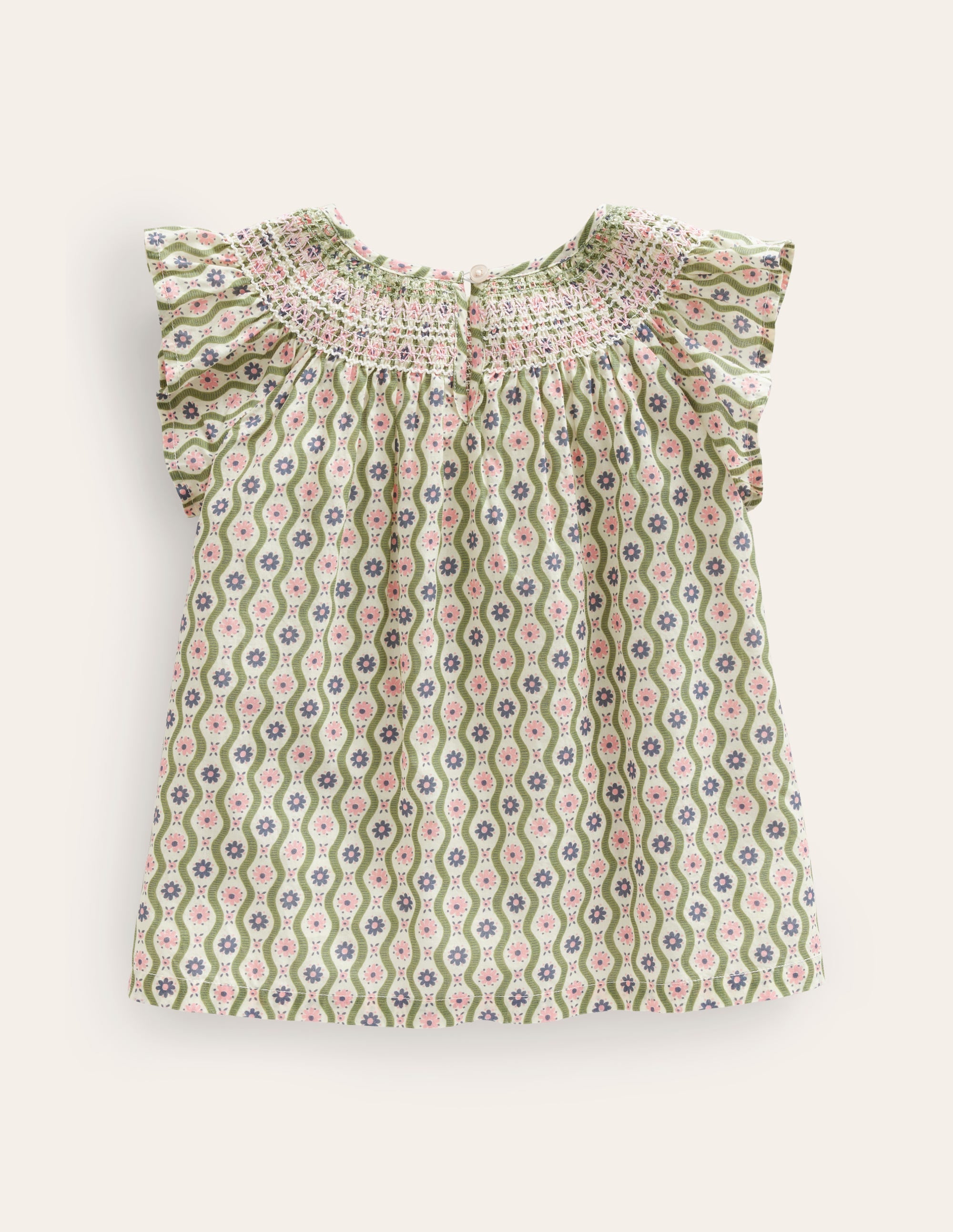 Top tissé à smocks-Motif Daisy Wave gousse de vanille - Image 2