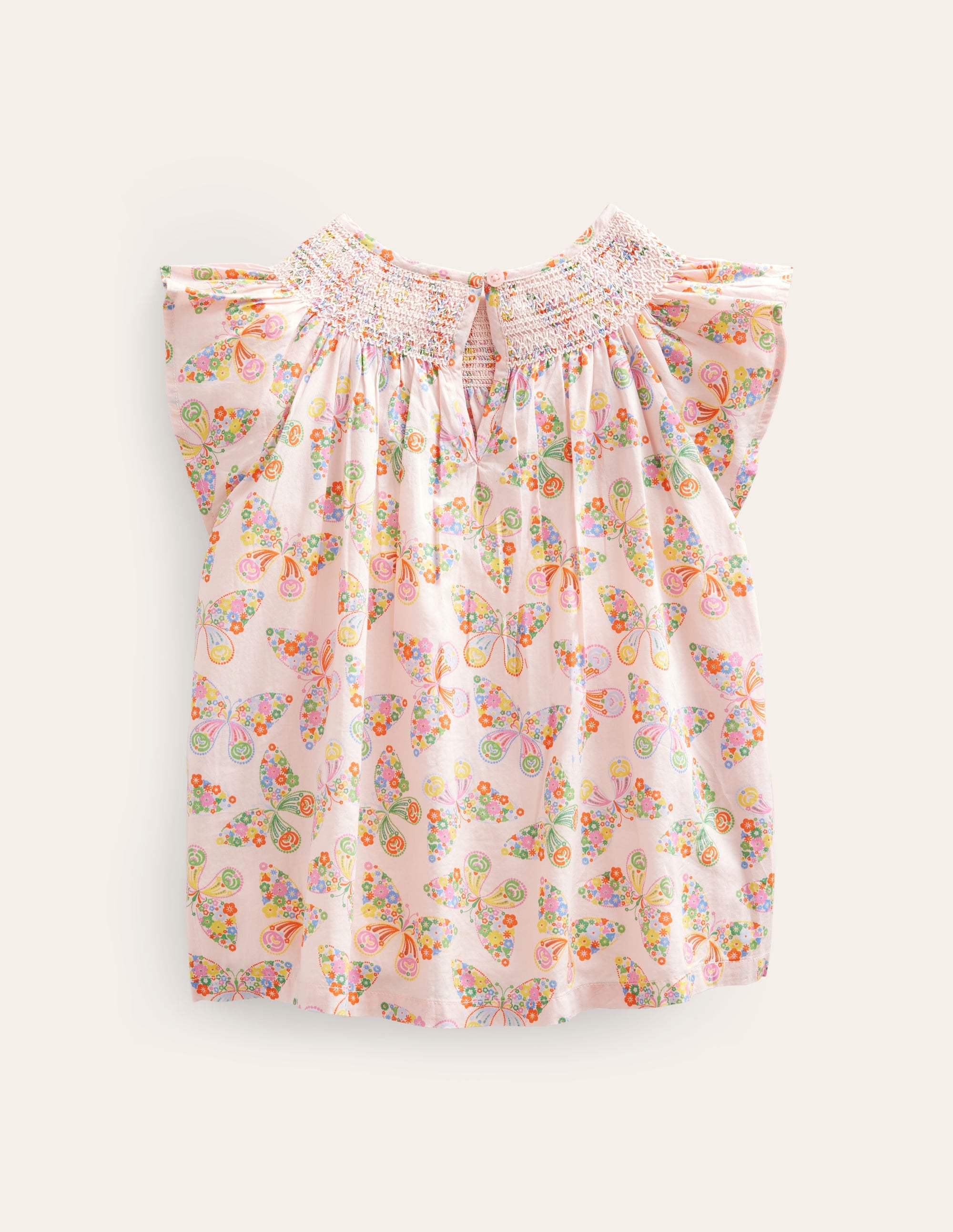 Woven Smocked Top-Dusty Pink Butterflies - Image 2
